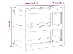 vidaXL Weinregal für 12 Flaschen Braun Massivholz Kiefer 43 x 25 x 38 cm