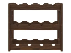 vidaXL Weinregal für 12 Flaschen Braun Massivholz Kiefer 43 x 25 x 38 cm