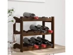 vidaXL Weinregal für 12 Flaschen Braun Massivholz Kiefer 43 x 25 x 38 cm