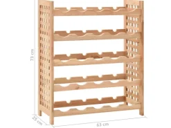 vidaXL Weinregal für 25 Flaschen Nussbaumholz Massiv 63x25x73 cm