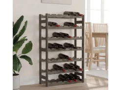vidaXL Weinregal für 42 Flaschen Grau Massivholz Kiefer* Regale Massivholz