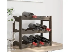 vidaXL Weinregal für 12 Flaschen Grau Massivholz Kiefer* Flaschenregale