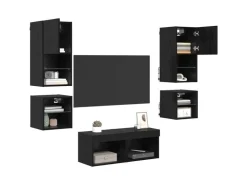 vidaXL Wohnwand mit LED 8-Tlg Schwarz Eichen-Optik 3402922