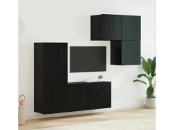 vidaXL Wohnwand 4-Tlg Schwarz Eichen-Optik Holzwerkstoff 3402766* Wohnwände