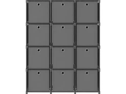vidaXL Würfel-Regal mit Boxen 12 Fächer Grau 103x30x141 cm Stoff* Büroregale