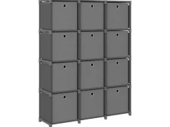 vidaXL Würfel-Regal mit Boxen 12 Fächer Grau 103x30x141 cm Stoff* Büroregale
