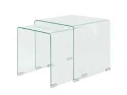 vidaXL Zweiteiliges Satztisch-Set aus gehärtetem Glas Transparent 244191* Tische