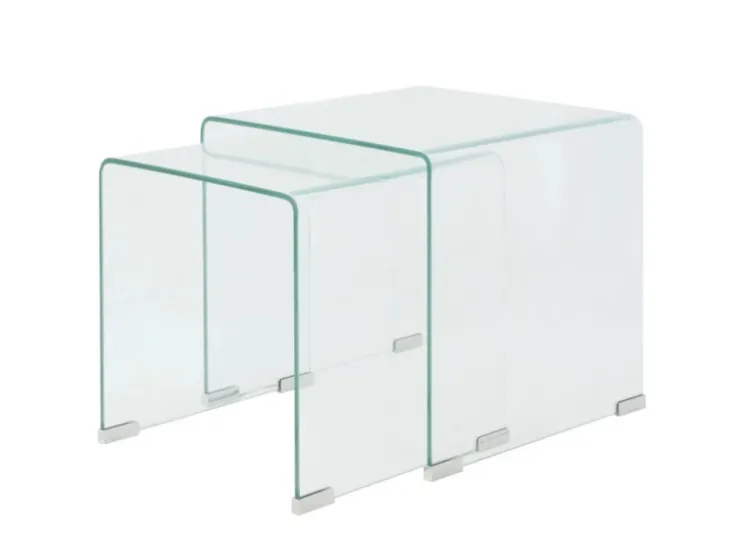 vidaXL Zweiteiliges Satztisch-Set aus gehärtetem Glas Transparent 244191* Tische