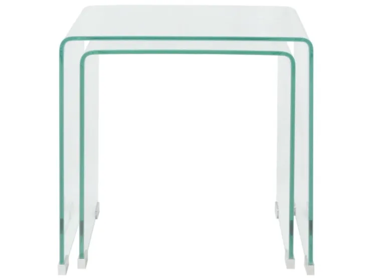 vidaXL Zweiteiliges Satztisch-Set aus gehärtetem Glas Transparent 244191* Tische