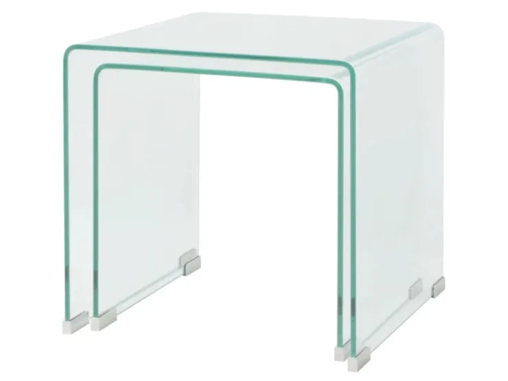 vidaXL Zweiteiliges Satztisch-Set aus gehärtetem Glas Transparent 244191* Tische