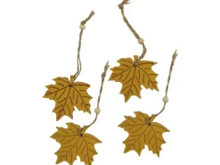 Videx Garden Holzanhänger Blätter Gelb-Natur 4er-Set* Dekorative Figuren