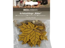 Videx Garden Holzanhänger Blätter Gelb-Natur 4er-Set* Dekorative Figuren