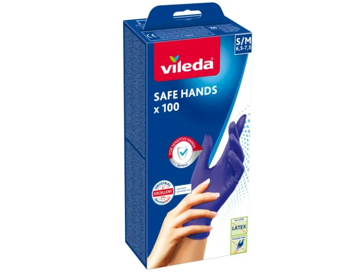 Vileda Einmalhandschuhe Safe Hands S/M Dunkelblau 100 Stück* Reinigung