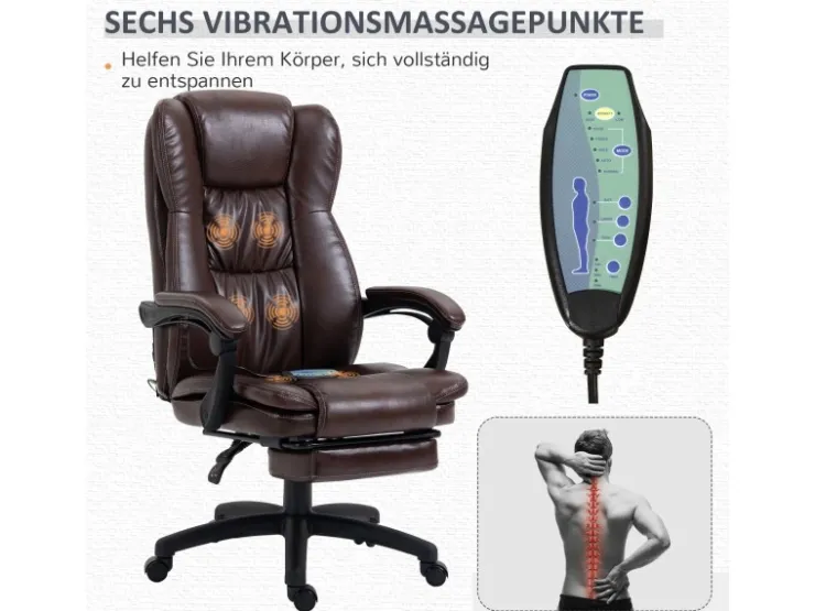 Vinsetto Bürostuhl Anhebbar mit Fußstütze Kopfstütze* Stühle|Sessel