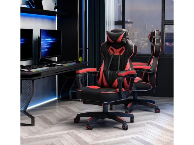 Vinsetto Bürostuhl mit Einziehbare Fußstütze 65 x 70 x 118 5-128 5cm