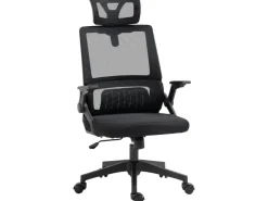 Vinsetto Bürostuhl mit Wippfunktion Mesh Schwarz 58L x 61B x 102-119H cm