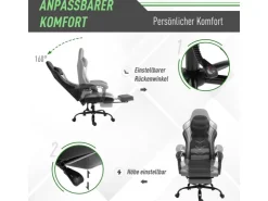 Vinsetto Ergonomischer Gaming Stuhl Höhenverstellbar 62x52x128 cm* Stühle