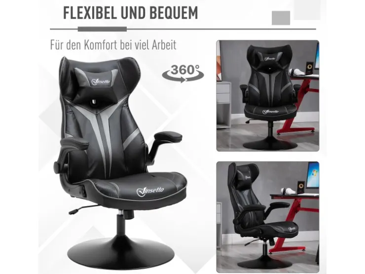 Vinsetto Gaming Stuhl mit Kopfkissen 67 x 70 x 106-112 cm
