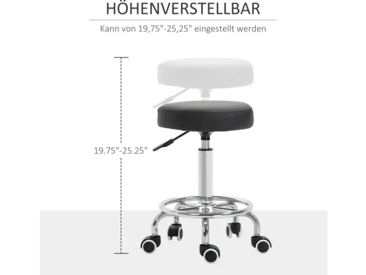 Vinsetto Höhenverstellbarer Arbeitshocker mit Fußring Ø42 x 50-64 cm