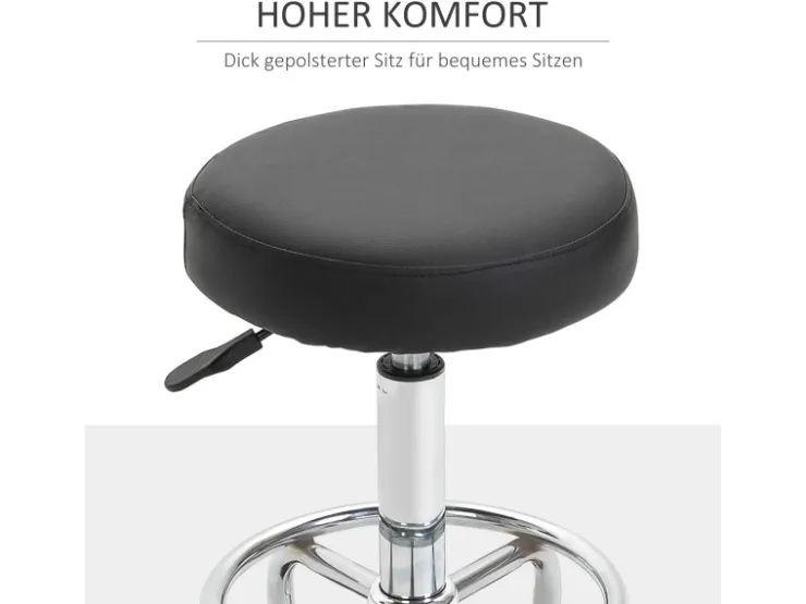 Vinsetto Höhenverstellbarer Arbeitshocker mit Fußring Ø42 x 50-64 cm