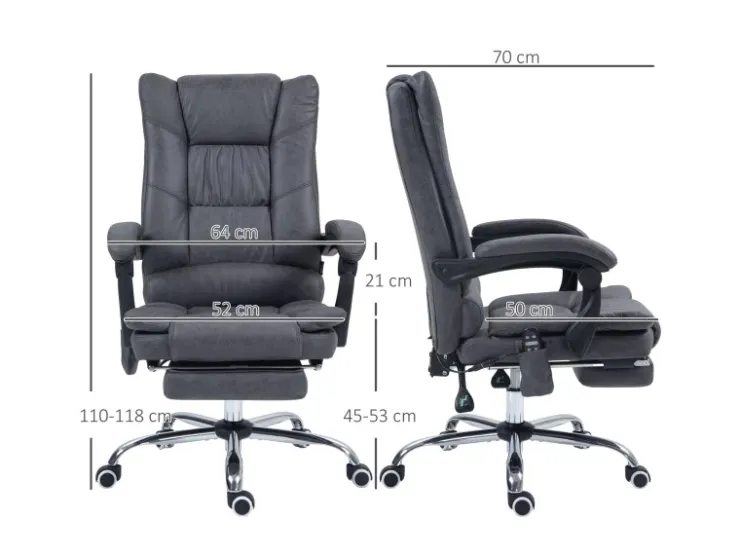 Vinsetto Massage-Bürostuhl 111-119 cm Höhenverstellbar mit Fußstütze* Sessel