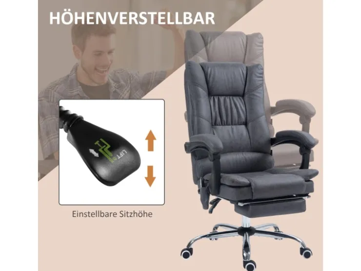 Vinsetto Massage-Bürostuhl 111-119 cm Höhenverstellbar mit Fußstütze* Sessel