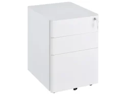 Vinsetto Rollcontainer mit 3 Schubladen Aufbewahrung Stahl Weiß 39 x 48 x 59 cm* Aufbewahrung