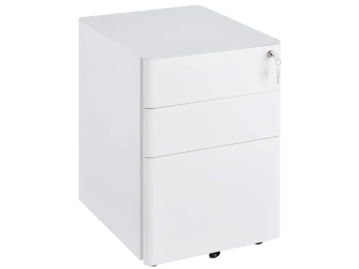 Vinsetto Rollcontainer mit 3 Schubladen Aufbewahrung Stahl Weiß 39 x 48 x 59 cm* Aufbewahrung