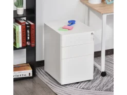 Vinsetto Rollcontainer mit 3 Schubladen Aufbewahrung Stahl Weiß 39 x 48 x 59 cm* Aufbewahrung