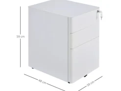 Vinsetto Rollcontainer mit 3 Schubladen Aufbewahrung Stahl Weiß 39 x 48 x 59 cm* Aufbewahrung
