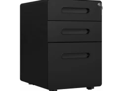 Vinsetto Rollcontainer mit 3 Schubladen Aufbewahrung Stahl Schwarz 39 x 48 x59cm* Aufbewahrung