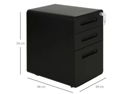 Vinsetto Rollcontainer mit 3 Schubladen Aufbewahrung Stahl Schwarz 39 x 48 x59cm* Aufbewahrung