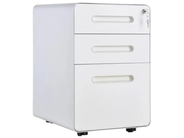 Vinsetto Rollcontainer mit 3 Schubladen Aufbewahrung Stahl Weiß 39 x 48 x 59 cm* Aufbewahrung