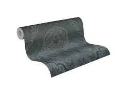 AS-Creation Vliestapete Barock Ornament Glänzend Glatt Schwarz Dunkelgrau FSC®