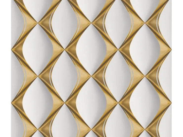 AS-Creation Vliestapete 3D Design Glänzend Leicht Strukturiert Gold Weiß FSC®* Tapetenmuster
