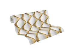 AS-Creation Vliestapete 3D Design Glänzend Leicht Strukturiert Gold Weiß FSC®* Tapetenmuster