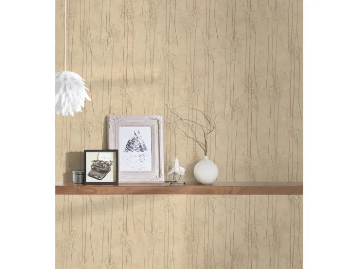 AS-Creation Vliestapete Floral Glänzend Leicht Strukturiert Gelb Beige FSC®