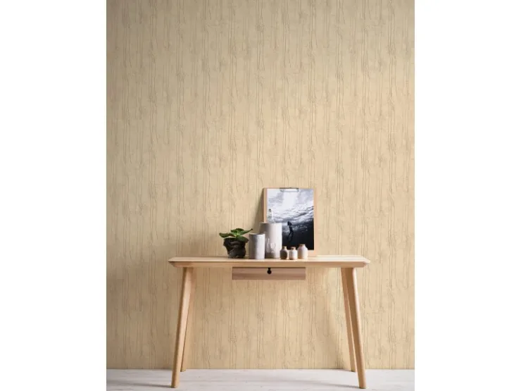 AS-Creation Vliestapete Floral Glänzend Leicht Strukturiert Gelb Beige FSC®