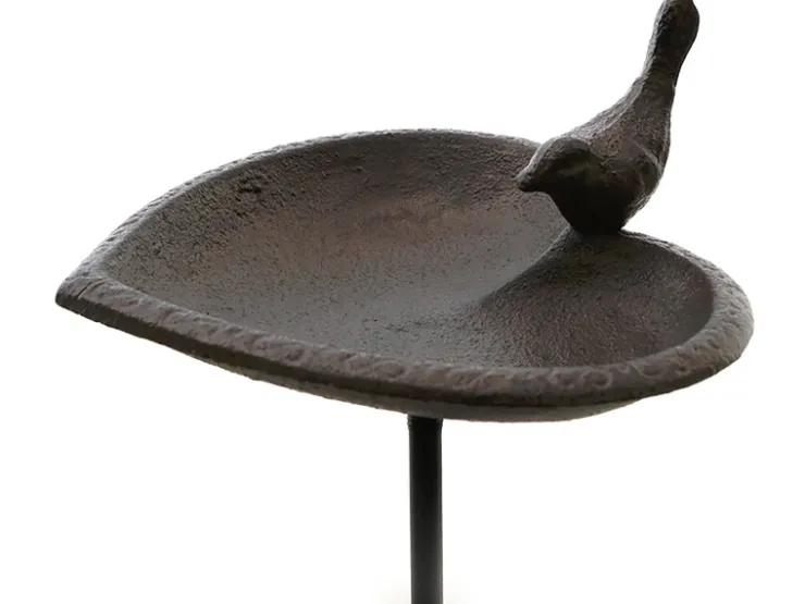 Vogeltränke Herz auf Stecker aus Gusseisen 86 cm Antik Braun* Vogeltränken