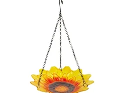 Vogeltränke Hängend Glas Blume Gelb Ø 27 cm* Vogeltränken