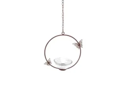 Vogeltränke Rund mit Schmetterling 21,5 cm x 57 cm Rost/Schwarz