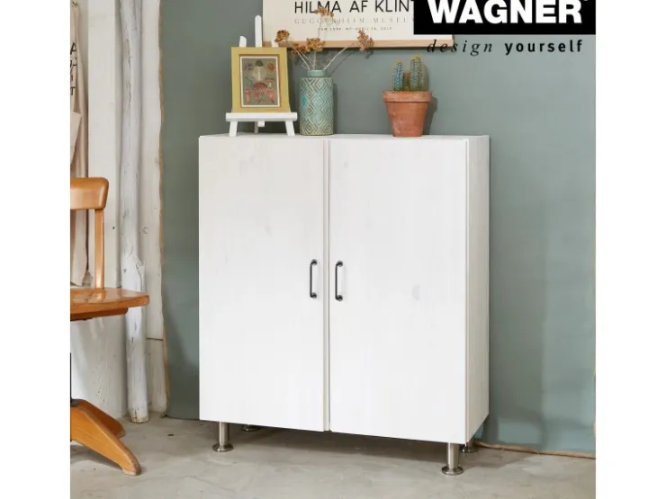 Wagner Möbelfuß Ø 3,8 cm Länge 15 cm - 16,5 cm Edelstahl-Optik* Kommode