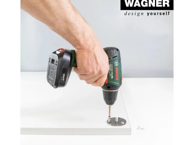 Wagner Möbelfuß Ø 3,8 cm Länge 15 cm - 16,5 cm Edelstahl-Optik* Kommode