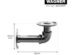 Wagner Regalträger Industrial Pipe Ø 3,25 cm x 12 cm Schwarz* Regale Massivholz