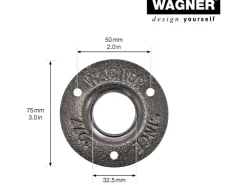 Wagner Regalträger Industrial Pipe Ø 3,25 cm x 12 cm Schwarz* Regale Massivholz