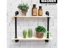 Wagner Regalträger Industrial Pipe Ø 3,25 cm x 12 cm Schwarz* Regale Massivholz