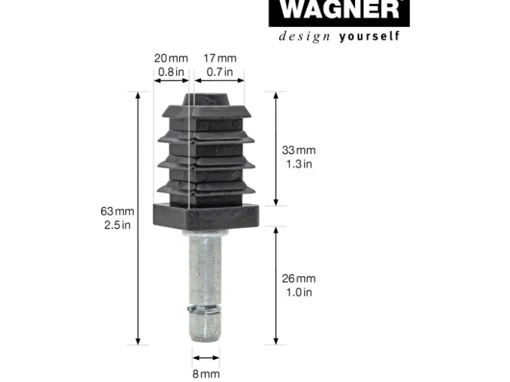 Wagner design yourself Wagner Stift & Vierkanthülse 17 mm x 17 mm SV Verpackung Mix 70 % 2 Stück* Stifte