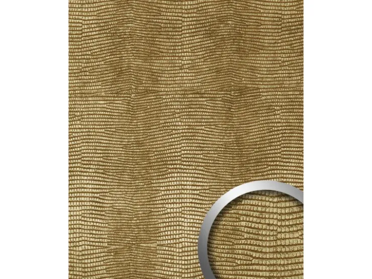 WALLFACE 13478 LEGUAN Leder Wand-Paneel Dekor Verkleidung Tapete Gold 2600 mm x 1000 mm x 1,5 mm 2,60 m2 Gold* Klebefolien