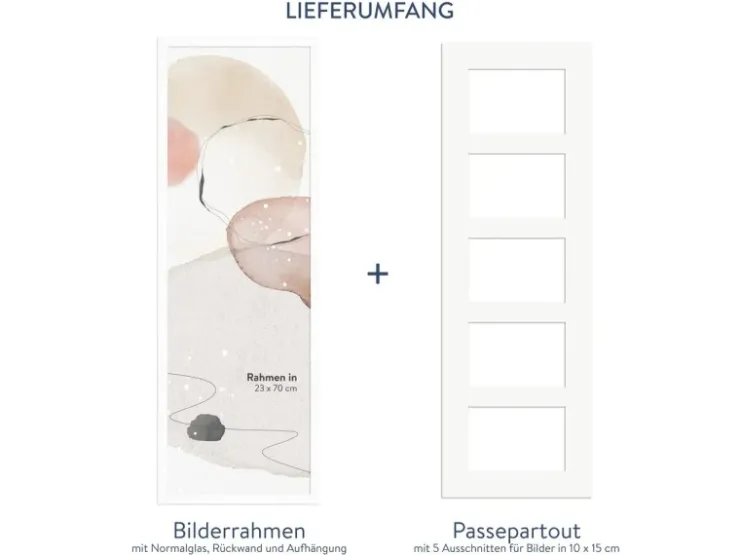 WANDStyle Galerierahmen G950 in Weiß 23 x 70 cm für 5 Bilder im Format 10 x 15 cm* Bilderrahmen