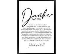 WANDStyle Gerahmtes Poster Danke Mama 30 x 45 cm Geschenkidee für Eine Person